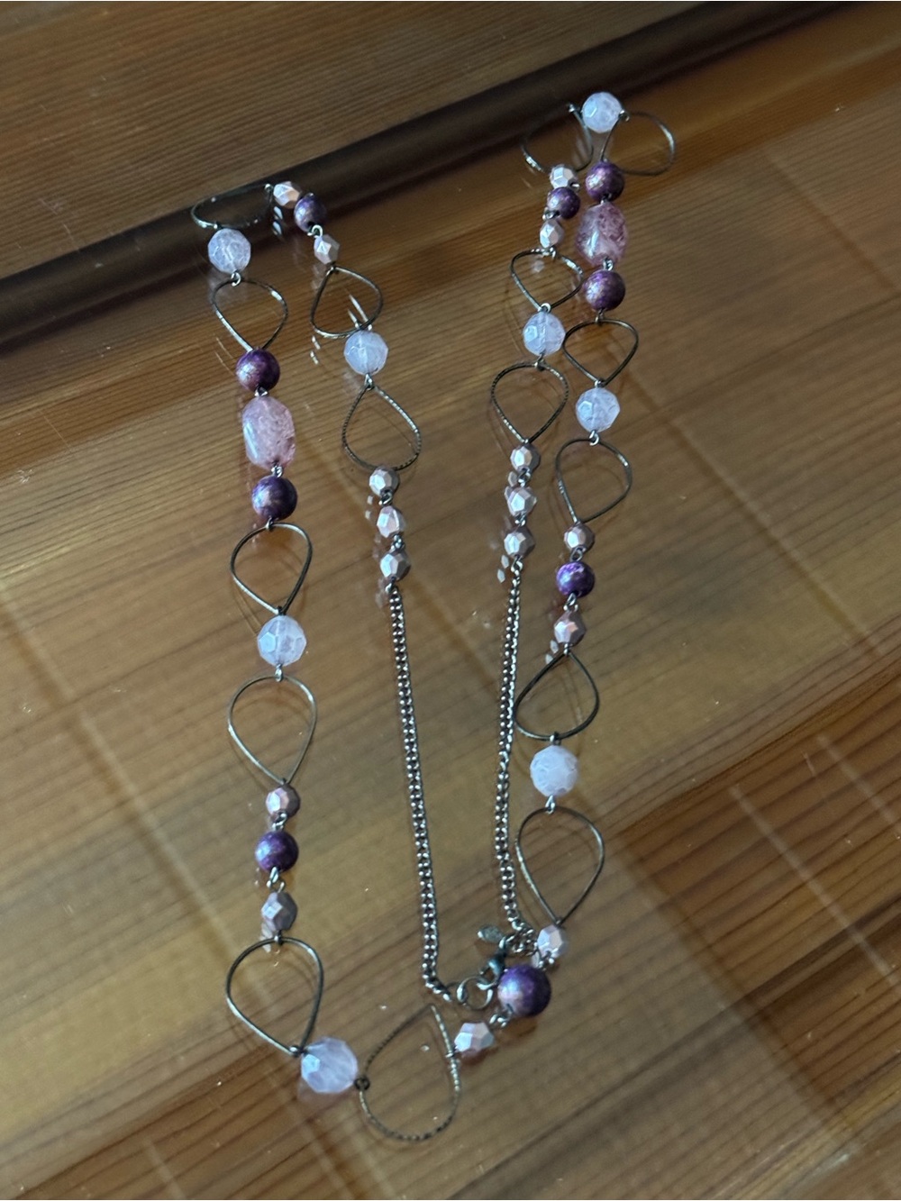 Premier Designs Purple and White Link Beaded Necklace